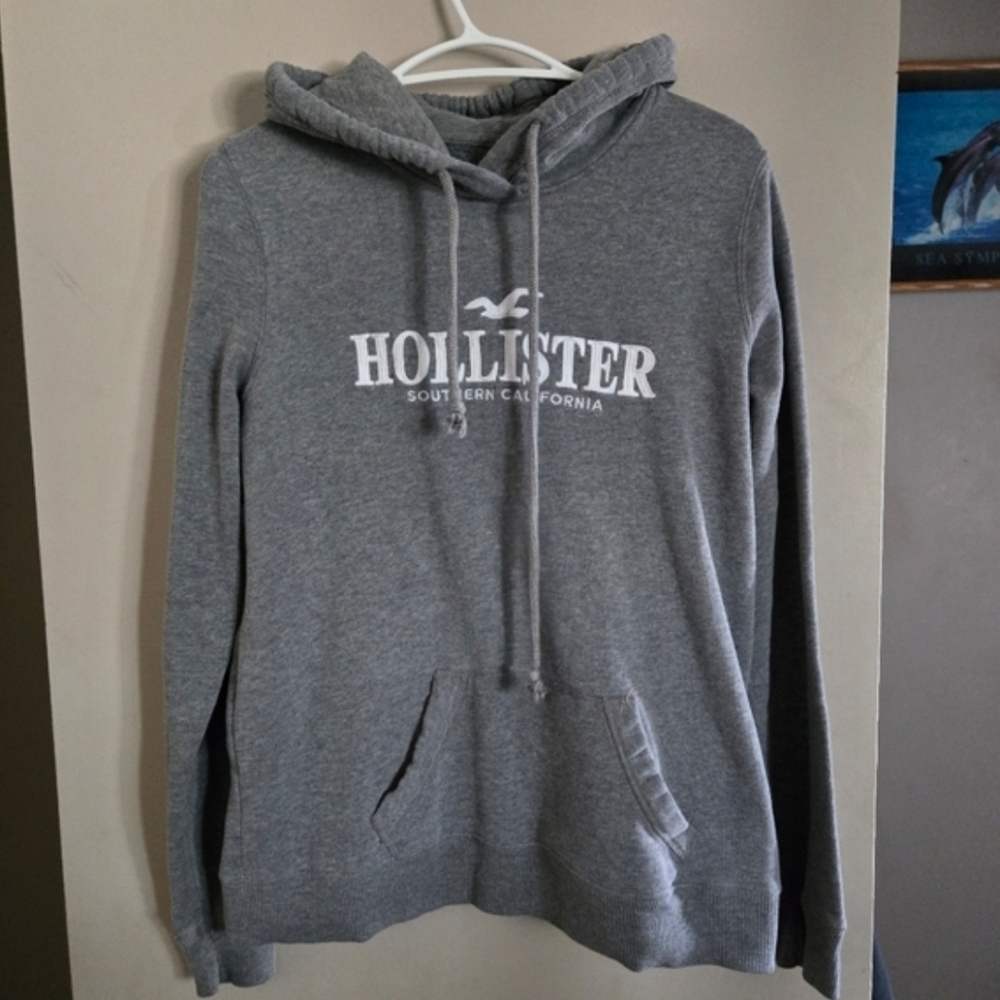 Hollister Y2K Womens Gray Pullover Hoodie Sweatshirt Large